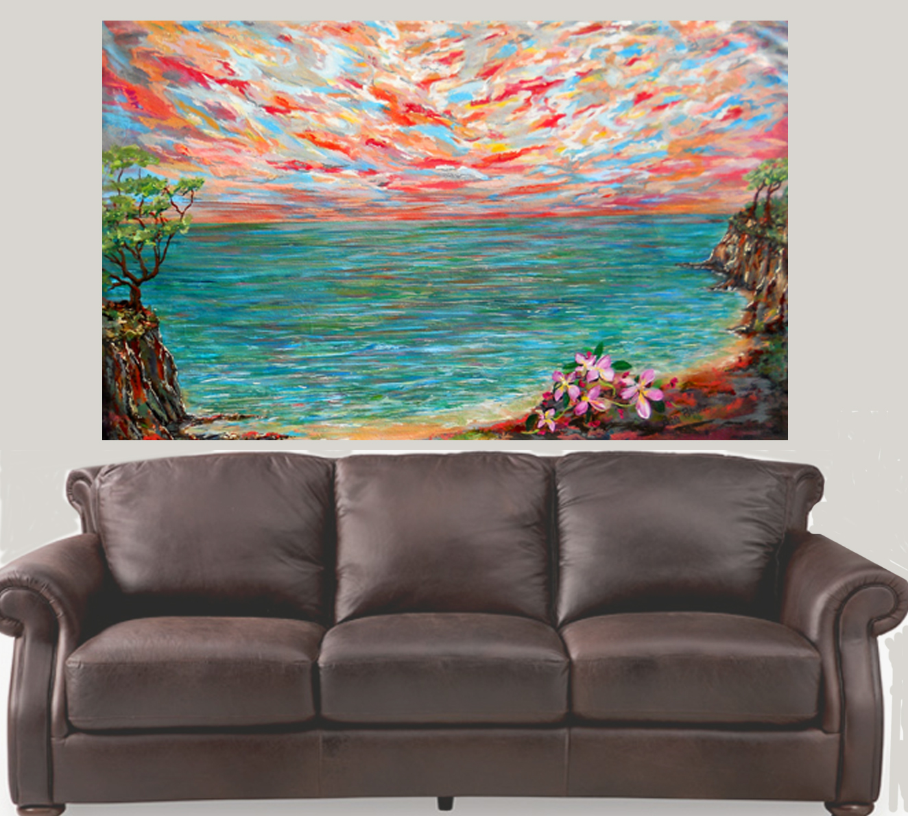 Lagoon mural on canvas.